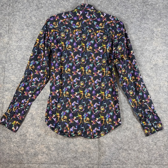 Eight X Premium Abstract Print Button Down Shirt Black Multicolor Size M Cotton - Picture 12 of 15